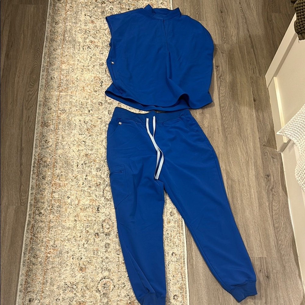 Figs Royal Blue Scrub Set - Top and Jogger Pants